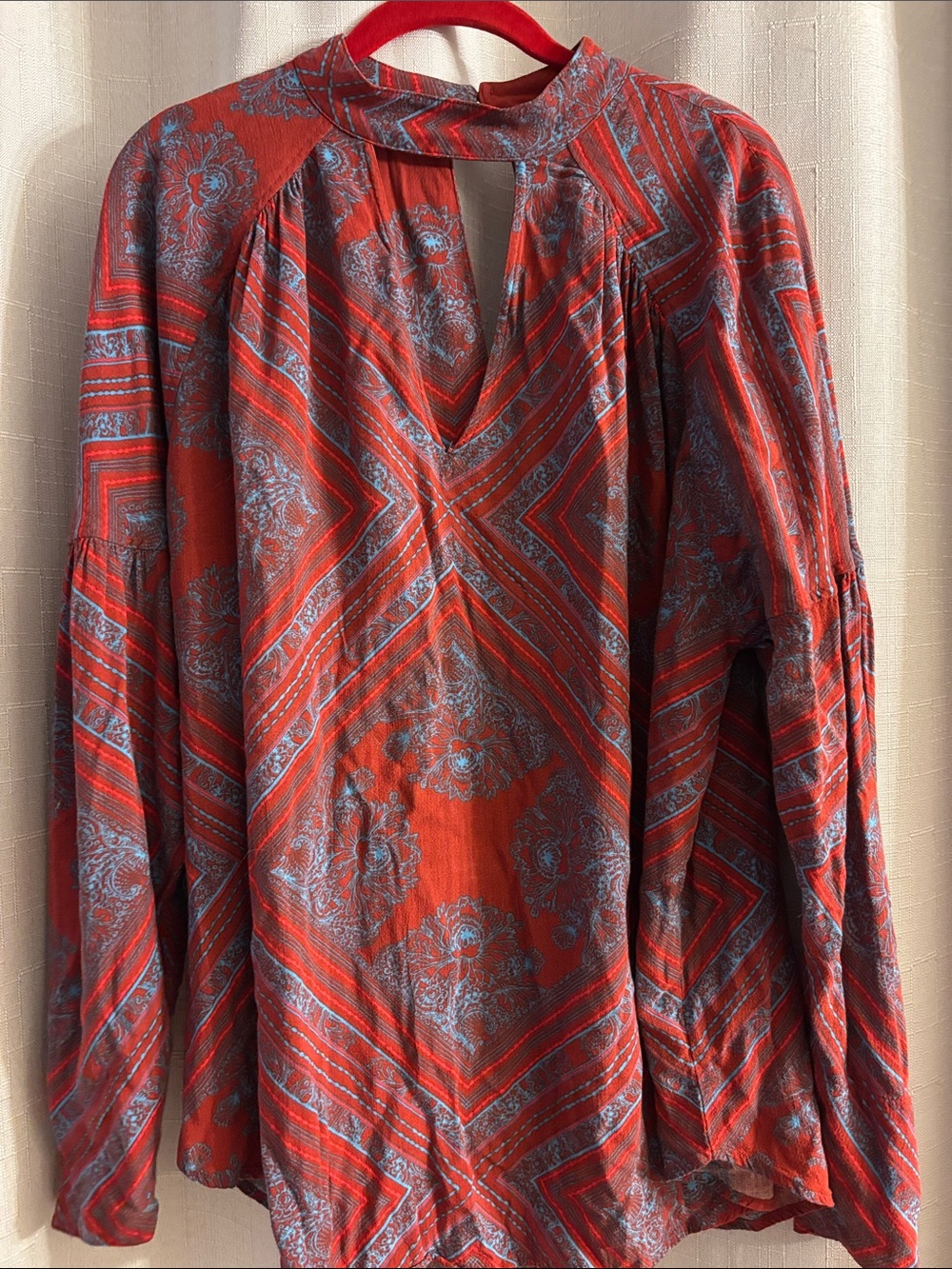 Free People Walking On A Dream Tunic Top Long Sleeve Hippie Boho M cutout